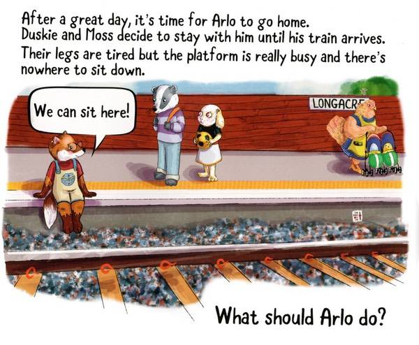 Arlo helping to teach children about rail safety