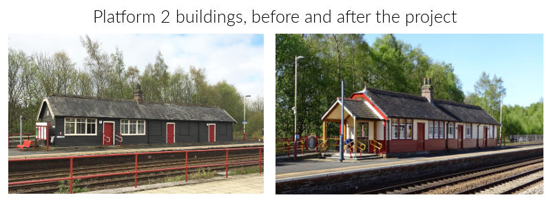 Platform 2 before and after the project