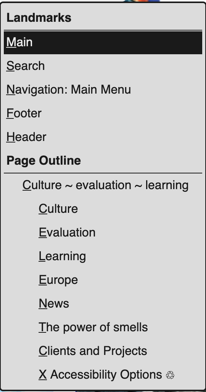The expanded navigation menu